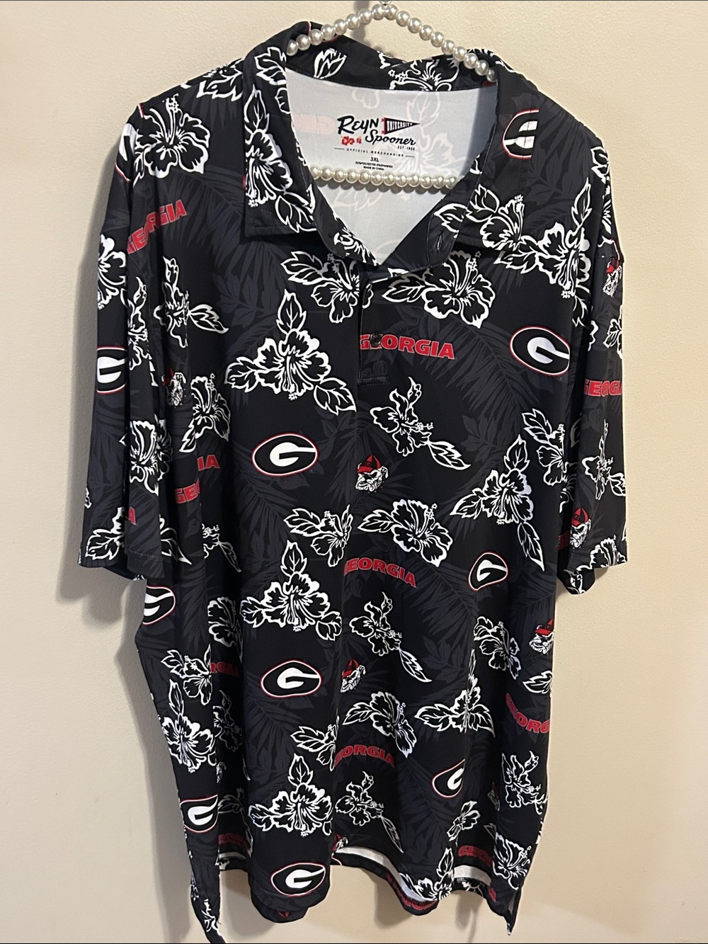 Reyn Spooner Georgia Bulldogs Performance Polo Shirt 3XL Black Hawaiian UGA
